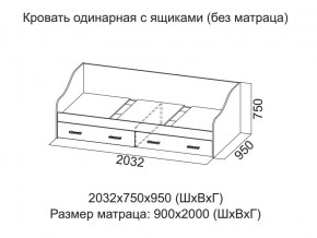 Кровать одинарная с ящиками (Без матраца 0,9*2,0) в Кудымкаре - kudymkar.магазин96.com | фото